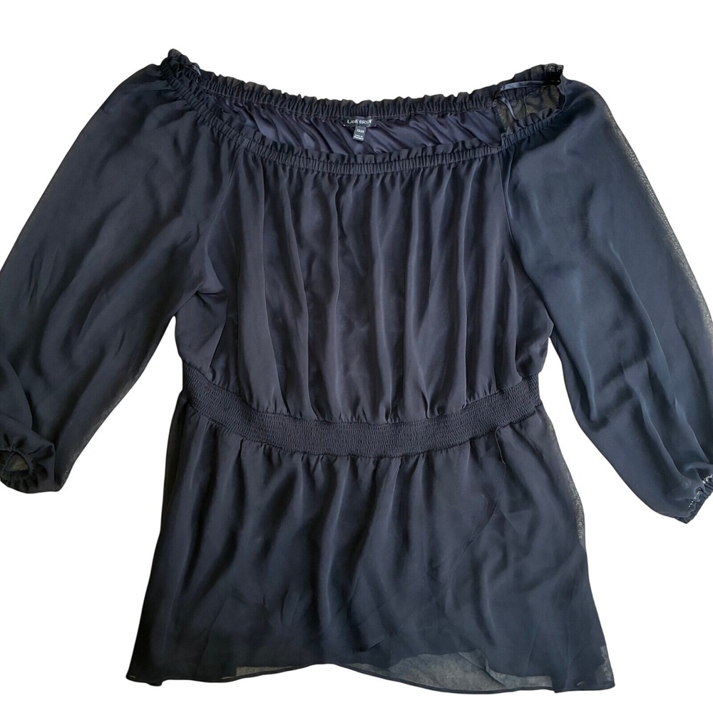 Lane Bryant Black Smocked Peplum Blouse Whimsigoth Romantic Victorian 22/24 3XL